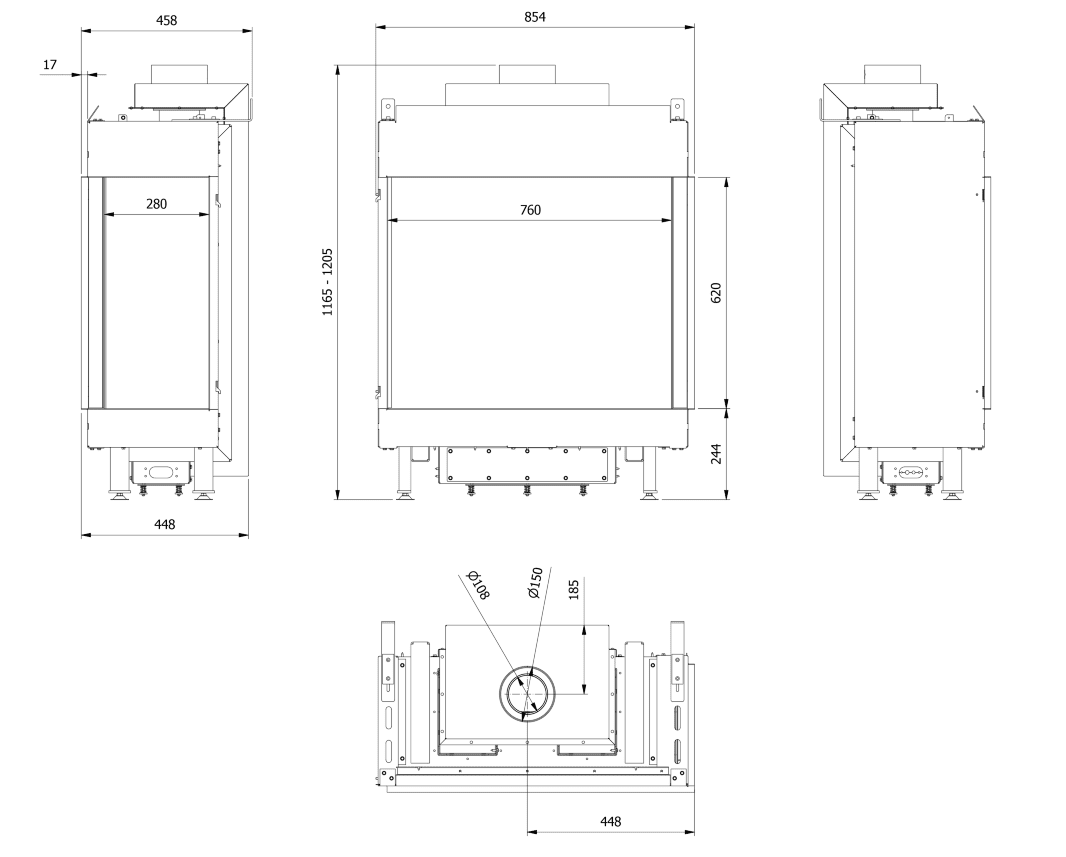 Газовая топка Kratki LEO/P/76/62/G31/37MBAR, баллонный газ