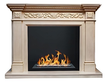 Биокамин в мраморном портале "Русский огонь" Regata