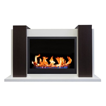 Биокамин в портале "Русский огонь" Манхэттен с декоративным стеклом (стемалитом)