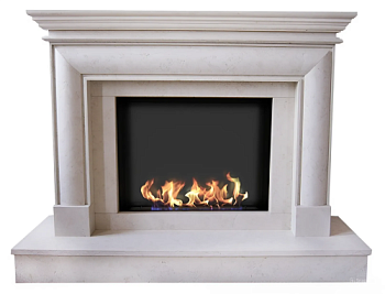 Биокамин в мраморном портале "Русский огонь" Alavira