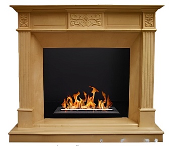 Биокамин в мраморном портале "Русский огонь" Leo