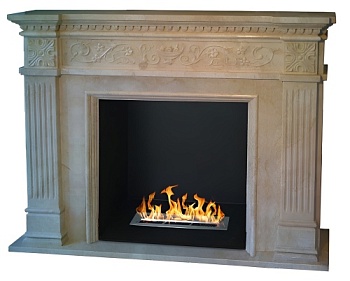 Биокамин в мраморном портале "Русский огонь" Jambo